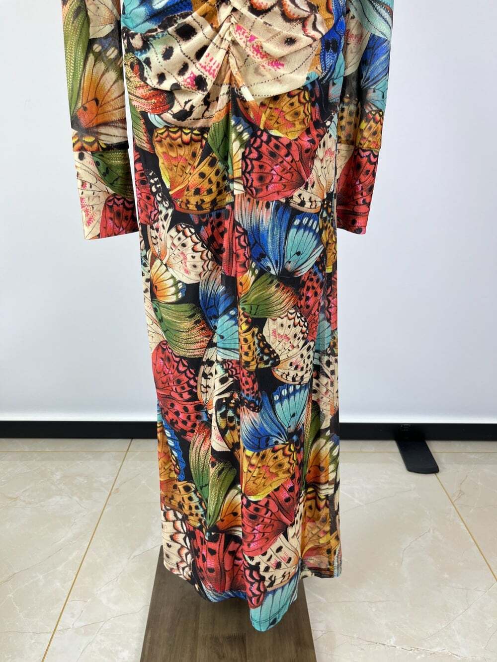NWOT Farm Rio Long Sleeve Mesh Butterfly Print Fitted Bodycon Midi Dress Size S - Picture 7 of 11